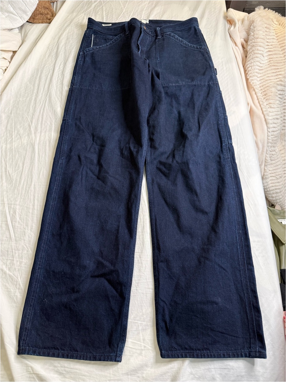 Men's Wide-Leg Navy Work Pants